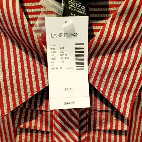 New Women's Lane Bryant striped red blouse 14/16 - Picture 4 of 6